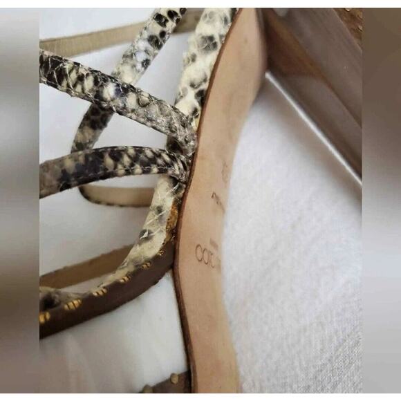 Jimmy Choo Python Print London Tone Block Heel Sandals Women's Size 39.5 Classic - Picture 12 of 12